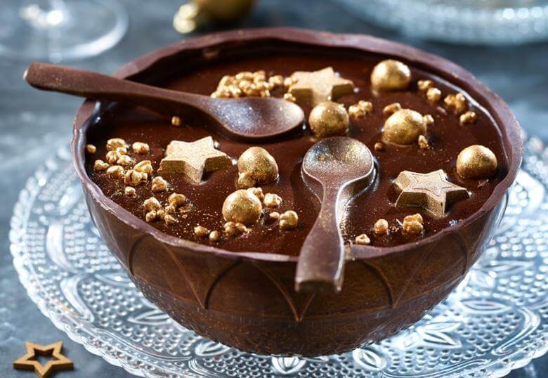 шоколадный десерт миска